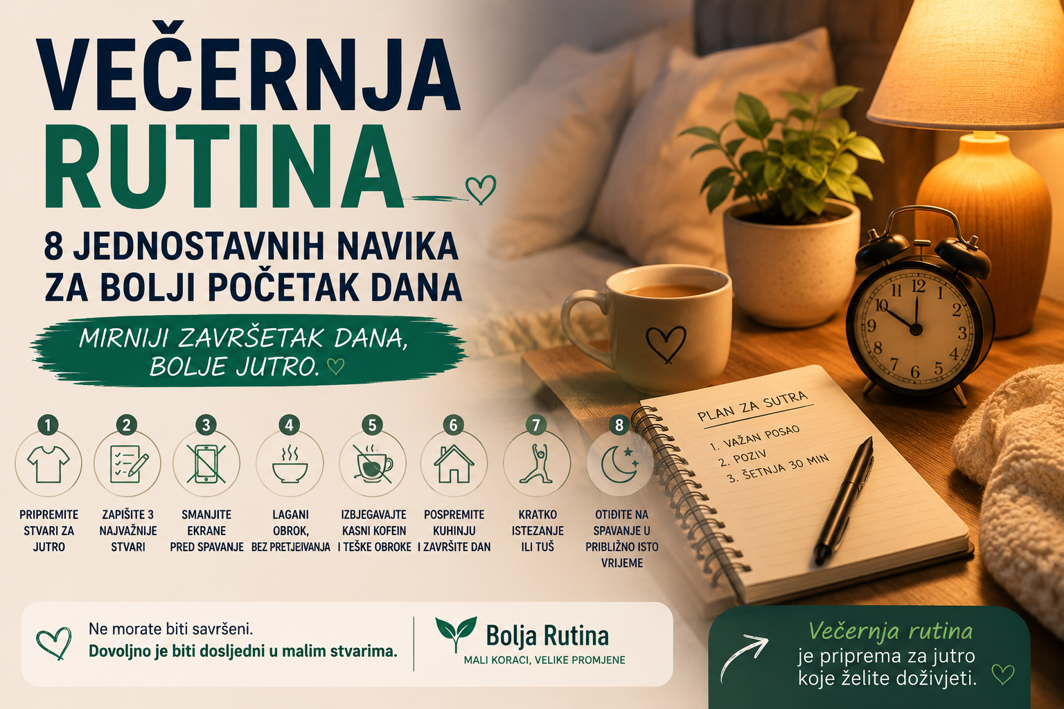 Večernja rutina – 8 jednostavnih navika za bolji početak dana