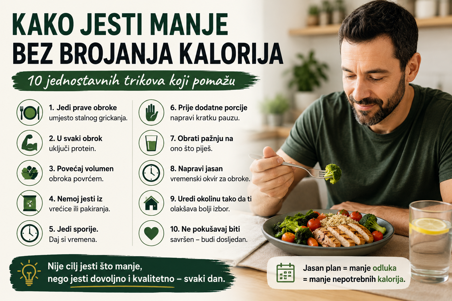 Kako jesti manje bez brojanja kalorija – 10 jednostavnih trikova
